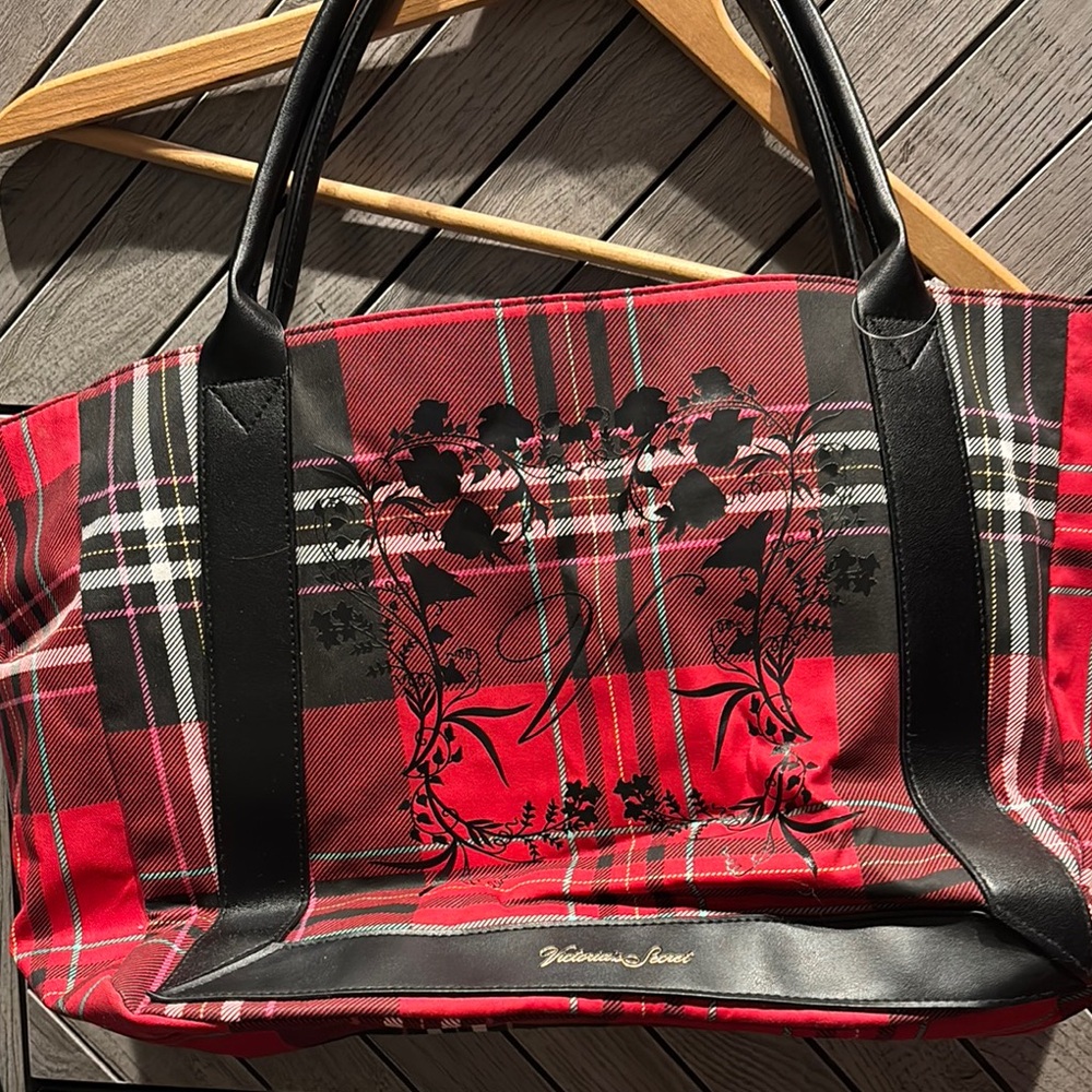 Victoria's Secret Black and Red Plaid Tote